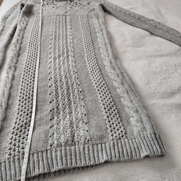 Kenar Gray 100% Merino Wool Sweater Dress with Embellishments size XS - Picture 8 of 10